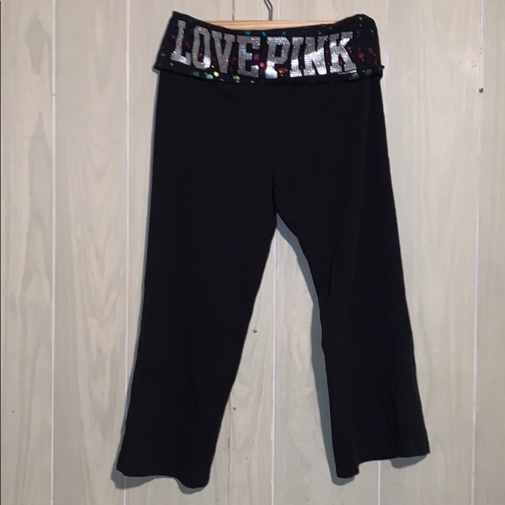 VICTORIAS SECRET PINK FLARE CROP PANTS